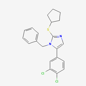 molecular formula C21H20Cl2N2S B2774916 1-苄基-2-(环戊基硫代)-5-(3,4-二氯苯基)-1H-咪唑 CAS No. 1207038-34-3