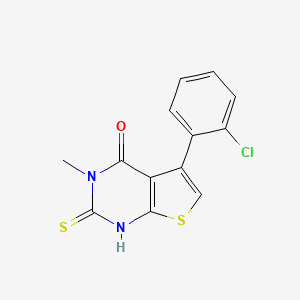 molecular formula C13H9ClN2OS2 B2774927 5-(2-chlorophenyl)-3-methyl-2-sulfanyl-3H,4H-thieno[2,3-d]pyrimidin-4-one CAS No. 743452-49-5