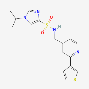 molecular formula C16H18N4O2S2 B2774934 1-异丙基-N-((2-(噻吩-3-基)吡啶-4-基)甲基)-1H-咪唑-4-磺酰胺 CAS No. 2034433-20-8