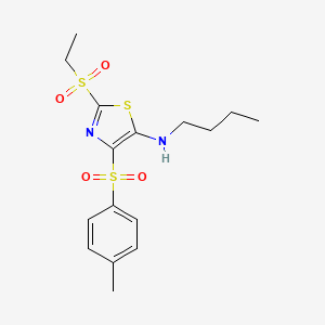 molecular formula C16H22N2O4S3 B2774939 N-丁基-2-(乙基磺酰基)-4-[(4-甲基苯基)磺酰基]-1,3-噻唑-5-胺 CAS No. 863449-47-2