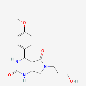 molecular formula C17H21N3O4 B2774942 4-(4-乙氧基苯基)-6-(3-羟基丙基)-3,4,6,7-四氢-1H-吡咯并[3,4-d]嘧啶-2,5-二酮 CAS No. 941170-91-8