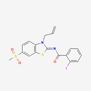 molecular formula C18H15IN2O3S2 B2774952 (Z)-N-(3-烯丙基-6-(甲磺酰基)苯并[d]噻唑-2(3H)-基亚甲基)-2-碘苯甲酰胺 CAS No. 865175-75-3