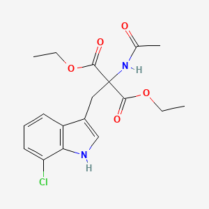 molecular formula C18H21ClN2O5 B2774964 Propanedioic acid, 2-(acetylamino)-2-[(7-chloro-1H-indol-3-yl)methyl]-, 1,3-diethyl ester CAS No. 582319-05-9