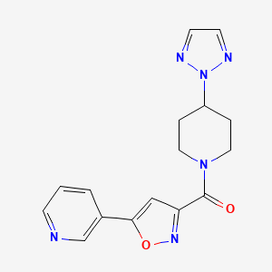 molecular formula C16H16N6O2 B2774980 (4-(2H-1,2,3-triazol-2-yl)piperidin-1-yl)(5-(pyridin-3-yl)isoxazol-3-yl)methanone CAS No. 2197854-09-2