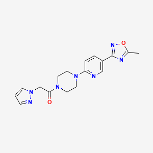 1-(4-(5-(5-methyl-1,2,4-oxadiazol-3-yl)pyridin-2-yl)piperazin-1-yl)-2-(1H-pyrazol-1-yl)ethanone
