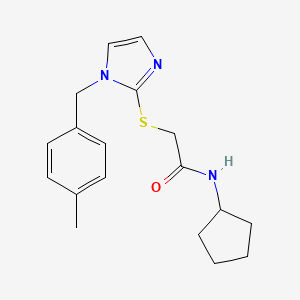 molecular formula C18H23N3OS B2775009 N-环戊基-2-[1-[(4-甲基苯基)甲基]咪唑-2-基]硫代乙酰胺 CAS No. 869346-38-3