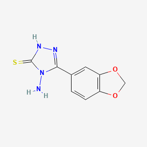 molecular formula C9H8N4O2S B2775010 4-Amino-5-(1,3-benzodioxol-5-yl)-4H-1,2,4-triazole-3-thiol CAS No. 67572-54-7