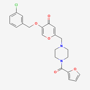 molecular formula C22H21ClN2O5 B2775012 5-((3-氯苄氧基)-2-((4-(呋喃-2-基甲酰)哌嗪-1-基)甲基)-4H-吡喃-4-酮 CAS No. 898421-31-3
