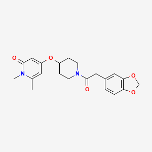 molecular formula C21H24N2O5 B2775013 4-((1-(2-(苯并[d][1,3]二噁英-5-基)乙酰)哌啶-4-基)氧基)-1,6-二甲基吡啶-2(1H)-酮 CAS No. 2319788-33-3
