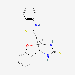 2-methyl-N-phenyl-4-thioxo-3,4,5,6-tetrahydro-2H-2,6-methanobenzo[g][1,3,5]oxadiazocine-11-carbothioamide