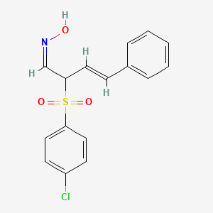 molecular formula C16H14ClNO3S B2775035 2-[(4-Chlorophenyl)sulfonyl]-4-phenyl-3-butenal oxime CAS No. 338777-76-7
