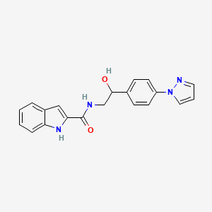 molecular formula C20H18N4O2 B2775037 N-[2-Hydroxy-2-(4-pyrazol-1-ylphenyl)ethyl]-1H-indole-2-carboxamide CAS No. 2415490-94-5
