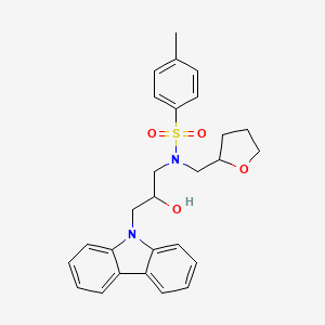 molecular formula C27H30N2O4S B2775044 N-[3-(9H-咔唑-9-基)-2-羟基丙基]-4-甲基-N-[(氧杂环戊烷-2-基)甲基]苯醚-1-磺酰胺 CAS No. 324773-82-2