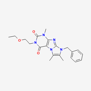 molecular formula C21H25N5O3 B2775049 8-benzyl-3-(2-ethoxyethyl)-1,6,7-trimethyl-1H-imidazo[2,1-f]purine-2,4(3H,8H)-dione CAS No. 887460-80-2