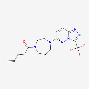 molecular formula C16H19F3N6O B2775058 1-[4-[3-(Trifluoromethyl)-[1,2,4]triazolo[4,3-b]pyridazin-6-yl]-1,4-diazepan-1-yl]pent-4-en-1-one CAS No. 2380184-09-6