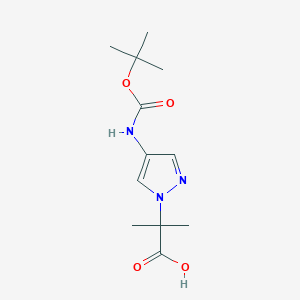 molecular formula C12H19N3O4 B2775064 2-(4-{[(tert-butoxy)carbonyl]amino}-1H-pyrazol-1-yl)-2-methylpropanoic acid CAS No. 1955531-04-0