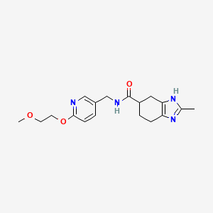 molecular formula C18H24N4O3 B2775076 N-((6-(2-甲氧基乙氧基)吡啶-3-基甲基)-2-甲基-4,5,6,7-四氢-1H-苯并咪唑-5-羧酰胺 CAS No. 2034452-37-2