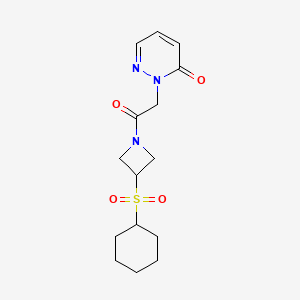 molecular formula C15H21N3O4S B2775087 2-(2-(3-(cyclohexylsulfonyl)azetidin-1-yl)-2-oxoethyl)pyridazin-3(2H)-one CAS No. 1797145-10-8