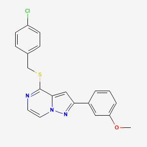 molecular formula C20H16ClN3OS B2775089 4-((4-氯苄硫基)-2-(3-甲氧苯基)吡唑并[1,5-a]嘧啶 CAS No. 1207023-76-4