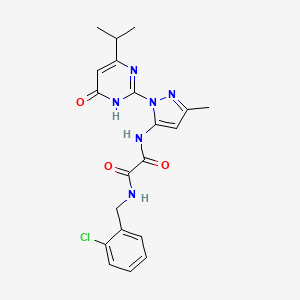 molecular formula C20H21ClN6O3 B2775094 N1-(2-chlorobenzyl)-N2-(1-(4-isopropyl-6-oxo-1,6-dihydropyrimidin-2-yl)-3-methyl-1H-pyrazol-5-yl)oxalamide CAS No. 1013984-00-3