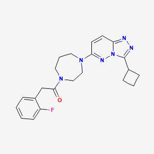 molecular formula C22H25FN6O B2775098 1-[4-(3-Cyclobutyl-[1,2,4]triazolo[4,3-b]pyridazin-6-yl)-1,4-diazepan-1-yl]-2-(2-fluorophenyl)ethanone CAS No. 2379951-22-9