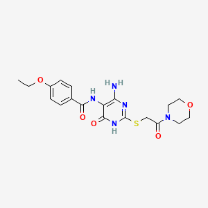 molecular formula C19H23N5O5S B2775124 N-(4-amino-2-((2-morpholino-2-oxoethyl)thio)-6-oxo-1,6-dihydropyrimidin-5-yl)-4-ethoxybenzamide CAS No. 888442-16-8