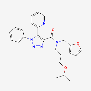 molecular formula C25H27N5O3 B2775133 N-[(furan-2-yl)methyl]-1-phenyl-N-[3-(propan-2-yloxy)propyl]-5-(pyridin-2-yl)-1H-1,2,3-triazole-4-carboxamide CAS No. 1396757-61-1