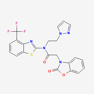 N-(2-(1H-pyrazol-1-yl)ethyl)-2-(2-oxobenzo[d]oxazol-3(2H)-yl)-N-(4-(trifluoromethyl)benzo[d]thiazol-2-yl)acetamide