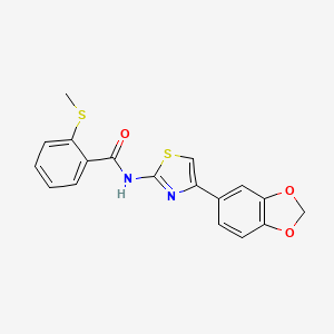 molecular formula C18H14N2O3S2 B2775167 N-(4-(苯并[d][1,3]二噁英-5-基)噻唑-2-基)-2-(甲硫基)苯甲酰胺 CAS No. 896346-34-2