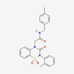 molecular formula C24H23N3O4S B2775168 2-(1,1-dioxido-3-oxo-2-(o-tolyl)-2H-benzo[e][1,2,4]thiadiazin-4(3H)-yl)-N-(4-methylbenzyl)acetamide CAS No. 941955-93-7