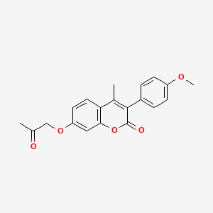 molecular formula C20H18O5 B2775180 3-(4-甲氧基苯基)-4-甲基-7-(2-氧代丙氧基)-2H-香豆素-2-酮 CAS No. 869080-05-7