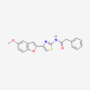 molecular formula C20H16N2O3S B2775194 N-(4-(5-methoxybenzofuran-2-yl)thiazol-2-yl)-2-phenylacetamide CAS No. 921916-65-6