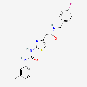 molecular formula C20H19FN4O2S B2775209 N-(4-氟苄基)-2-(2-(3-(m-甲苯基)脲基)噻唑-4-基)乙酰胺 CAS No. 921466-27-5