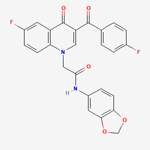 molecular formula C25H16F2N2O5 B2775217 N-(2H-1,3-benzodioxol-5-yl)-2-[6-fluoro-3-(4-fluorobenzoyl)-4-oxo-1,4-dihydroquinolin-1-yl]acetamide CAS No. 866342-70-3