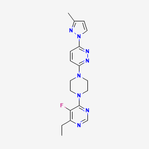 molecular formula C18H21FN8 B2775218 4-Ethyl-5-fluoro-6-[4-[6-(3-methylpyrazol-1-yl)pyridazin-3-yl]piperazin-1-yl]pyrimidine CAS No. 2415571-79-6
