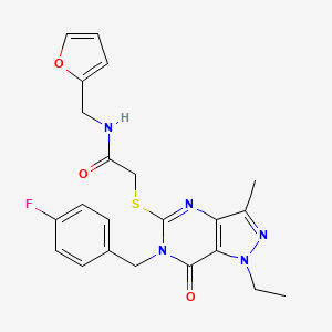 2-({1-ethyl-6-[(4-fluorophenyl)methyl]-3-methyl-7-oxo-1H,6H,7H-pyrazolo[4,3-d]pyrimidin-5-yl}sulfanyl)-N-[(furan-2-yl)methyl]acetamide