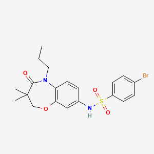 molecular formula C20H23BrN2O4S B2775228 4-bromo-N-(3,3-dimethyl-4-oxo-5-propyl-2,3,4,5-tetrahydrobenzo[b][1,4]oxazepin-8-yl)benzenesulfonamide CAS No. 921997-39-9