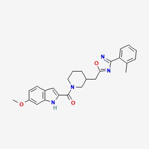 molecular formula C25H26N4O3 B2775234 (6-甲氧基-1H-吲哚-2-基)(3-((3-(邻甲苯基)-1,2,4-噁二唑-5-基)甲基)哌啶-1-基)甲酮 CAS No. 1705936-67-9