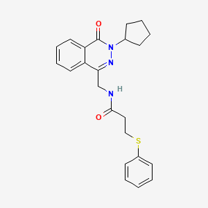 molecular formula C23H25N3O2S B2775236 N-((3-cyclopentyl-4-oxo-3,4-dihydrophthalazin-1-yl)methyl)-3-(phenylthio)propanamide CAS No. 1428355-69-4