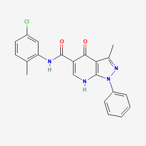 molecular formula C21H17ClN4O2 B2775241 N-(5-chloro-2-methylphenyl)-3-methyl-4-oxo-1-phenyl-4,7-dihydro-1H-pyrazolo[3,4-b]pyridine-5-carboxamide CAS No. 886903-72-6