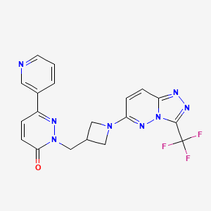 molecular formula C19H15F3N8O B2775251 6-(Pyridin-3-yl)-2-({1-[3-(trifluoromethyl)-[1,2,4]triazolo[4,3-b]pyridazin-6-yl]azetidin-3-yl}methyl)-2,3-dihydropyridazin-3-one CAS No. 2202171-21-7