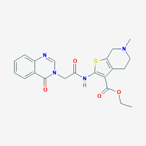 molecular formula C21H22N4O4S B277526 ethyl 6-methyl-2-{[(4-oxo-3(4H)-quinazolinyl)acetyl]amino}-4,5,6,7-tetrahydrothieno[2,3-c]pyridine-3-carboxylate 