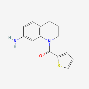 molecular formula C14H14N2OS B2775263 (7-amino-3,4-dihydroquinolin-1(2H)-yl)(thiophen-2-yl)methanone CAS No. 927996-46-1