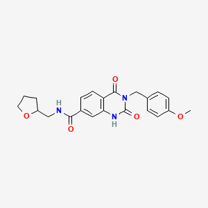 molecular formula C22H23N3O5 B2775270 3-(4-methoxybenzyl)-2,4-dioxo-N-(tetrahydrofuran-2-ylmethyl)-1,2,3,4-tetrahydroquinazoline-7-carboxamide CAS No. 892275-02-4
