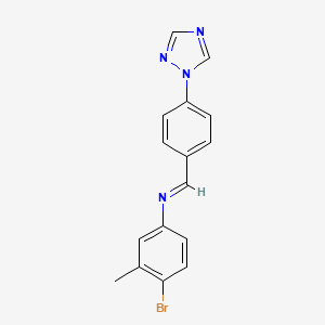 molecular formula C16H13BrN4 B2775281 N-(4-bromo-3-methylphenyl)-N-{(E)-[4-(1H-1,2,4-triazol-1-yl)phenyl]methylidene}amine CAS No. 866157-59-7