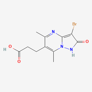 molecular formula C11H12BrN3O3 B2775288 3-(3-Bromo-5,7-dimethyl-2-oxo-1,2-dihydropyrazolo[1,5-a]pyrimidin-6-yl)propanoic acid CAS No. 1439441-60-7