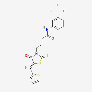 (Z)-4-(4-oxo-5-(thiophen-2-ylmethylene)-2-thioxothiazolidin-3-yl)-N-(3-(trifluoromethyl)phenyl)butanamide