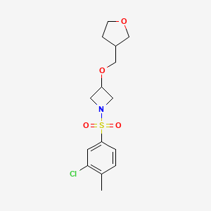 molecular formula C15H20ClNO4S B2775302 1-((3-Chloro-4-methylphenyl)sulfonyl)-3-((tetrahydrofuran-3-yl)methoxy)azetidine CAS No. 2309571-82-0