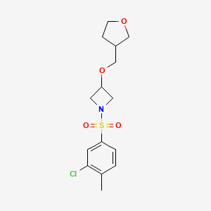 molecular formula C15H20ClNO4S B2775302 1-((3-氯-4-甲基苯基)磺酰)-3-((四氢呋喃-3-基)甲氧)氮杂环丁烷 CAS No. 2309571-82-0