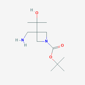 molecular formula C12H24N2O3 B2775317 Tert-butyl 3-(aminomethyl)-3-(2-hydroxypropan-2-yl)azetidine-1-carboxylate CAS No. 2247105-78-6